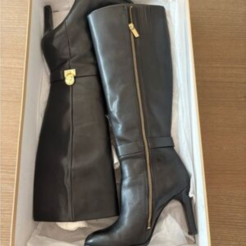 Michael Kors Black Heel Boots w/ Gold Accent